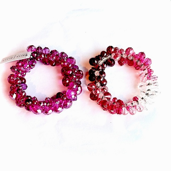 WHITE HOUSE BLACK MARKET Magenta Pink Cluster Bead Elastic Bracelet | NWT - Picture 8 of 9